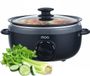 MOA Slowcooker 6,5L - Ø 31cm - Aluminium Binnenpan - BPA-vrij - Doorzichtige Deksel - 3 Warmtestanden - Vaatwasserbestendig - Zwart