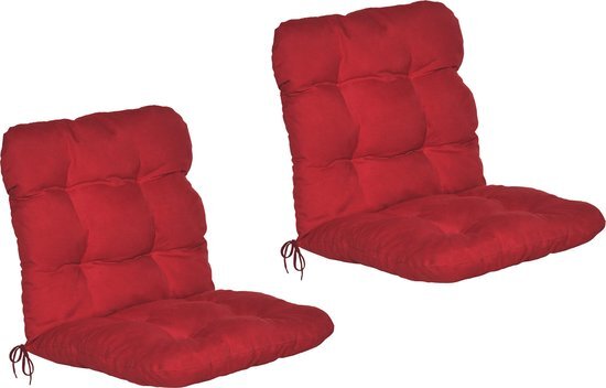 Beautissu Flair NL Set van 2x Tuinkussens - Kussen 100x50x8 cm Rood - Zitkussen Matraskussen voor Tuin Meubelen