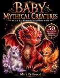 Baby Mythical Creatures Black Background Coloring Book