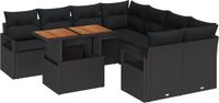 vidaXL Tuinbank Set 9-delig Zwart Polyrattan