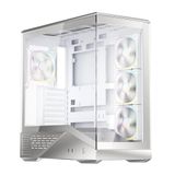 1STPLAYER Boîtier PC ATX pour gaming, boîtier d'ordinateur mi-tour avec 4 ventilateurs ARGB PWM préinstallés, verre trempé, argent