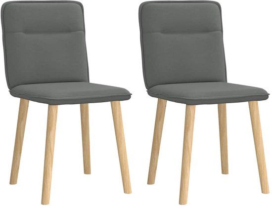 vidaXL Eetkamerstoelen 2 stuks stof donkergrijs