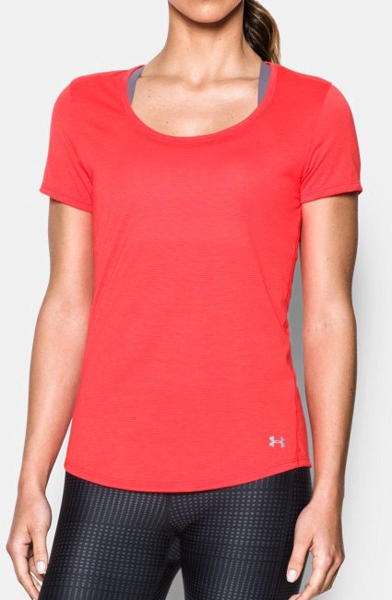 Under Armour - Threadborne Streaker - Sportshirt - Dames - Roze - maat XS