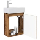 vidaXL Badkamermeubel met kraan Oud hout 45,5 x 25,5 x 84 cm