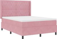 vidaXL Boxspringbed met matras en hoofdeinde, roze, 140 x 200 cm, fluweel