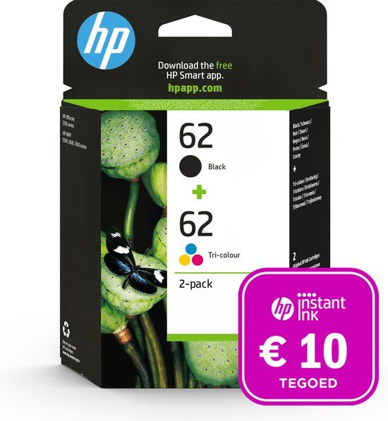 HP 62 - Zwart & Kleur Inktcartridge - Origineel - 165 Pagina's - N9J71AE