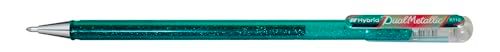Pentel Hybrid Dual Metallic Gel Rollers Pastel Metallic Gel Ink K110, Turquoise Groen + Rood & Metallic Groen, Set van 12