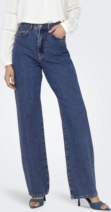 ONLY ONLSILJE EX HW STR WIDE DOT729 DNM NOOS - Dames Jeans - Straight Fit - High Waist - Blauw - 2024