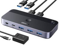 UGREEN USB 3.0 Sharing Switch - 2 in 4 Out - 2 Computers delen 4 USB-A/C apparaten - USB Switcher Hub voor toetsenbord, muis, printer - 5Gbps Dataoverdracht - Plug and Play