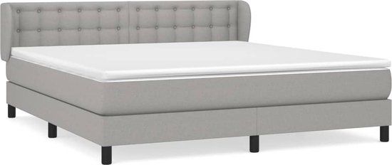 vidaXL Boxspring met matras stof lichtgrijs 160x200 cm