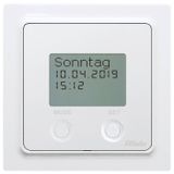 Eltako Draadloze sensor schakelklok in E-Design55 met display, zuiver wit glanzend FSU55ED/230V-wg