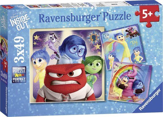 Ravensburger - Inside Out; Emotioneel Avontuur - Legpuzzel - 3 x 49 Stukjes