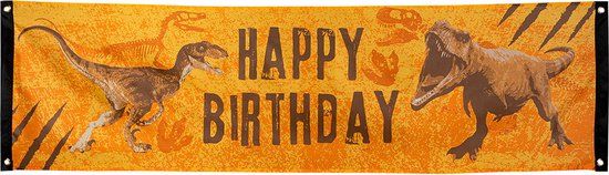 Boland - Polyester banner T-rex 'Happy birthday'