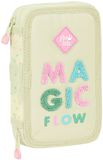 Glow Lab Schooletui met Accessoires Magic flow Beige (12.5 x 19.5 x 4 cm) (28 pcs)