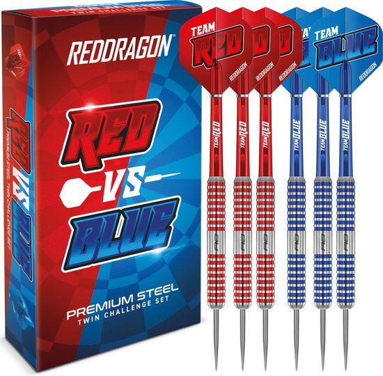 Red Dragon Team Red V Blue Steeltip Tungsten Dartpijlen - 20g - Rood/Blauw - 3 stuks