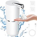 AiQInu Automatische contactloze elektrische zeepdispenser, oplaadbaar via USB C, met 4 instelbare niveaus, IPX5 waterdicht, wandbevestiging voor keuken, badkamer, school, hotel