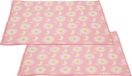 Tapis d'égouttage/tapis de séchage pour cuisine - 2x - absorbant - microfibre - fleurs roses - 40 x 48 cm - pliable
