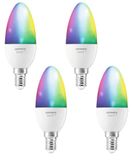 Ledvance 4 x Ledvance LED Smart+ Kerze 4,9W = 40W E14 matt 470lm RGBW 2700K-6500K Dimmbar App Google Alexa WiFi