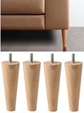 IPEA Meubelpoten en banken, 16 cm hoog, van onbehandeld hout, gemaakt in Italië, kegelvorm, set met 4 poten voor kasten, fauteuils, bed, 160 mm, poten van beukenhout, lichte kleur