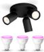 Philips Hue Pongee Opbouwspot (Zwart) - Wit en Gekleurd Licht - Plafondspot met 3 Lichtpunten - GU10 - Hue White and Color Ambiance