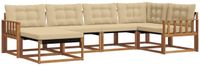 vidaXL - Buiten - bank - set - 6 - st - Natuurlijk - en - Beige - Massief - Acacia - Hout