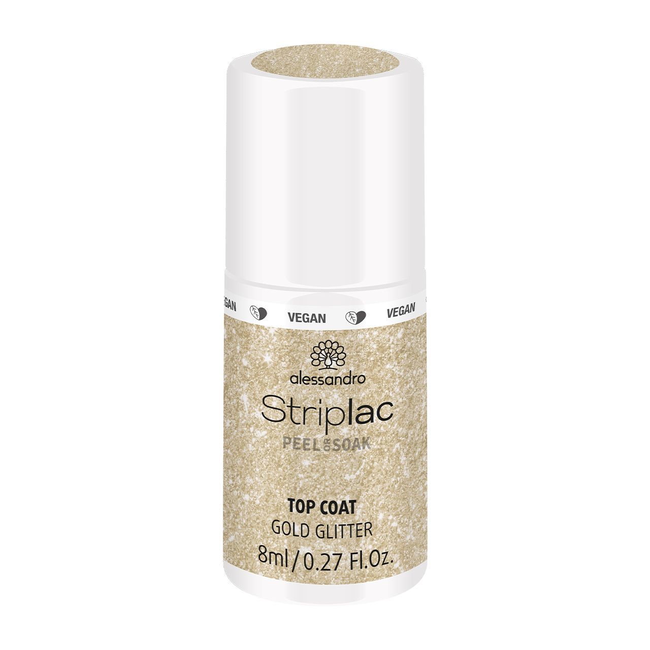 Alessandro Striplac Peel or Soak Top Coat - Gold Glitter - 8ml