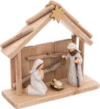 Feeric Lights & Christmas Crèche - avec figurines - L20 x l x H19,5 cm - bois/polyrésine
