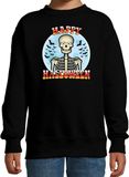 Bellatio Decorations Happy Halloween skelet - verkleed sweater - zwart - voor kinderen - horror skelet trui - kleding / kostuum 152/164