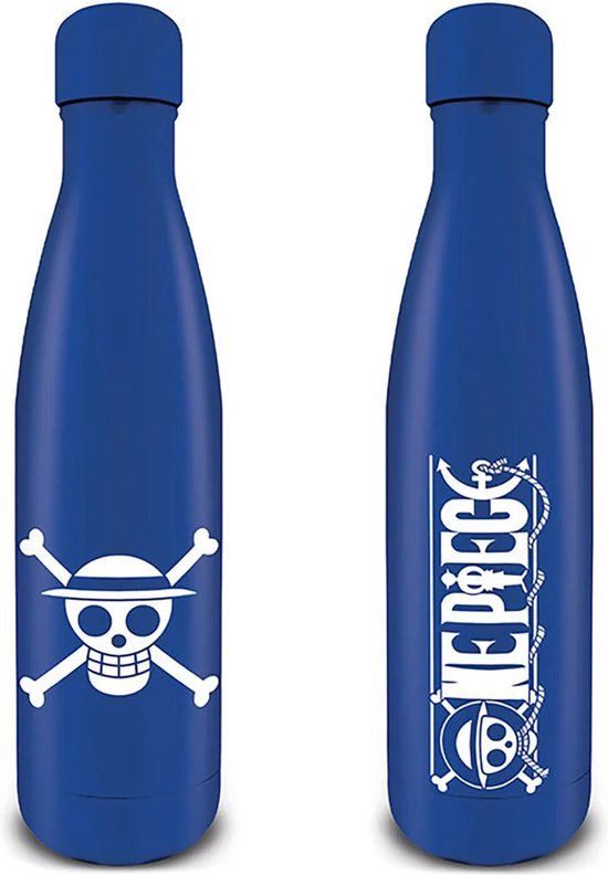 One Piece Straw Hat Pirates Emblem Metal Drink Bottle - 540ml - Blue