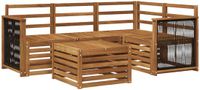 vidaXL Hoek loungeset 4 zitplekken Naturel Polyester inclusief tafel