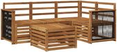 vidaXL Hoek loungeset 4 zitplekken Naturel Polyester inclusief tafel