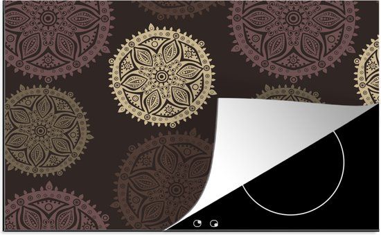 KitchenYeah® Inductie beschermer 77x51 cm - Mandala - Bruin - Inductiebeschermer