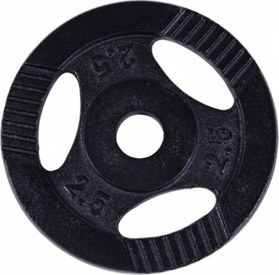 Gorilla Sports Halterschijf - 2,5 kg - Gripper - 30 mm - Zwart
