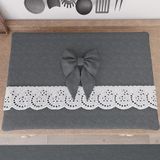 PETTI Artigiani Italiani - Fornuisafdekking, elegante kookafdekking, shabby-chic-stijl, eenkleurig met ruches van sangallo-kant en strikken, fornuisafdekking van katoen, fornuisafdekking 70 x 50 cm, grijs