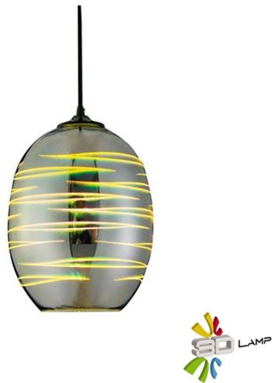 BES LED Hanglamp 3D - Structure - Ovaal - Chroom Glas - E27 - 270cm