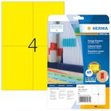 HERMA 4561 Gekleurde etiketten A4 afneembaar, set van 32 (105 x 148 mm, 640 vellen, papier, mat) zelfklevend, bedrukbaar, verwijderbaar en opnieuw klevende kleurenlabels, 2.560 etiketten, geel