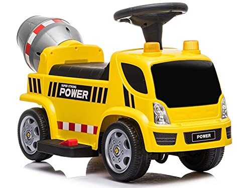 Generic Lean Toys, Concrete Mixer, Children's Rider, voor peuters, met geluiden en signalen, oplaadbare batterij en oplader, geel