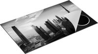 Chefcare Inductie Beschermer Dubai Stad bij Zonsopgang - Zwart Wit - 90x55 cm
