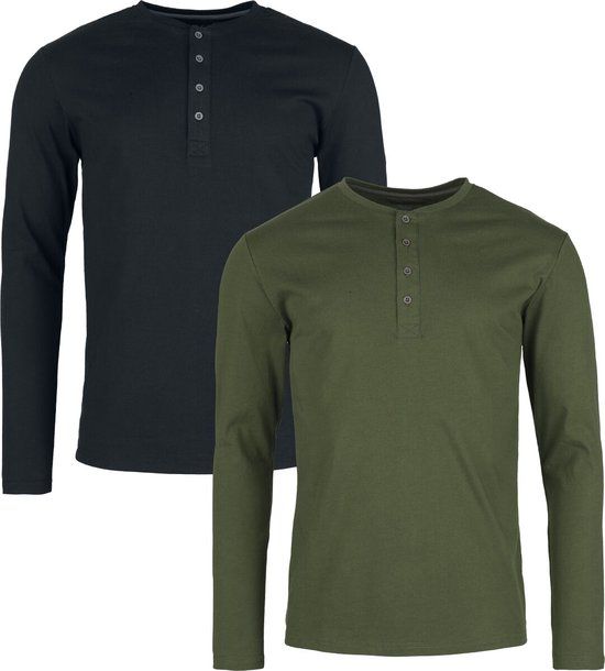 Black Premium by EMP Heren Olijfgroene shirts met lange mouwen en knoopsluiting - Maat XXL
