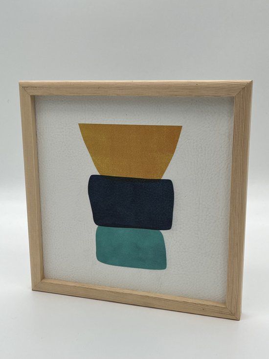 Bubidekor Wanddecoratie - 30x30 cm - Industrieel - Figuren en Vormen - Blauw/Geel