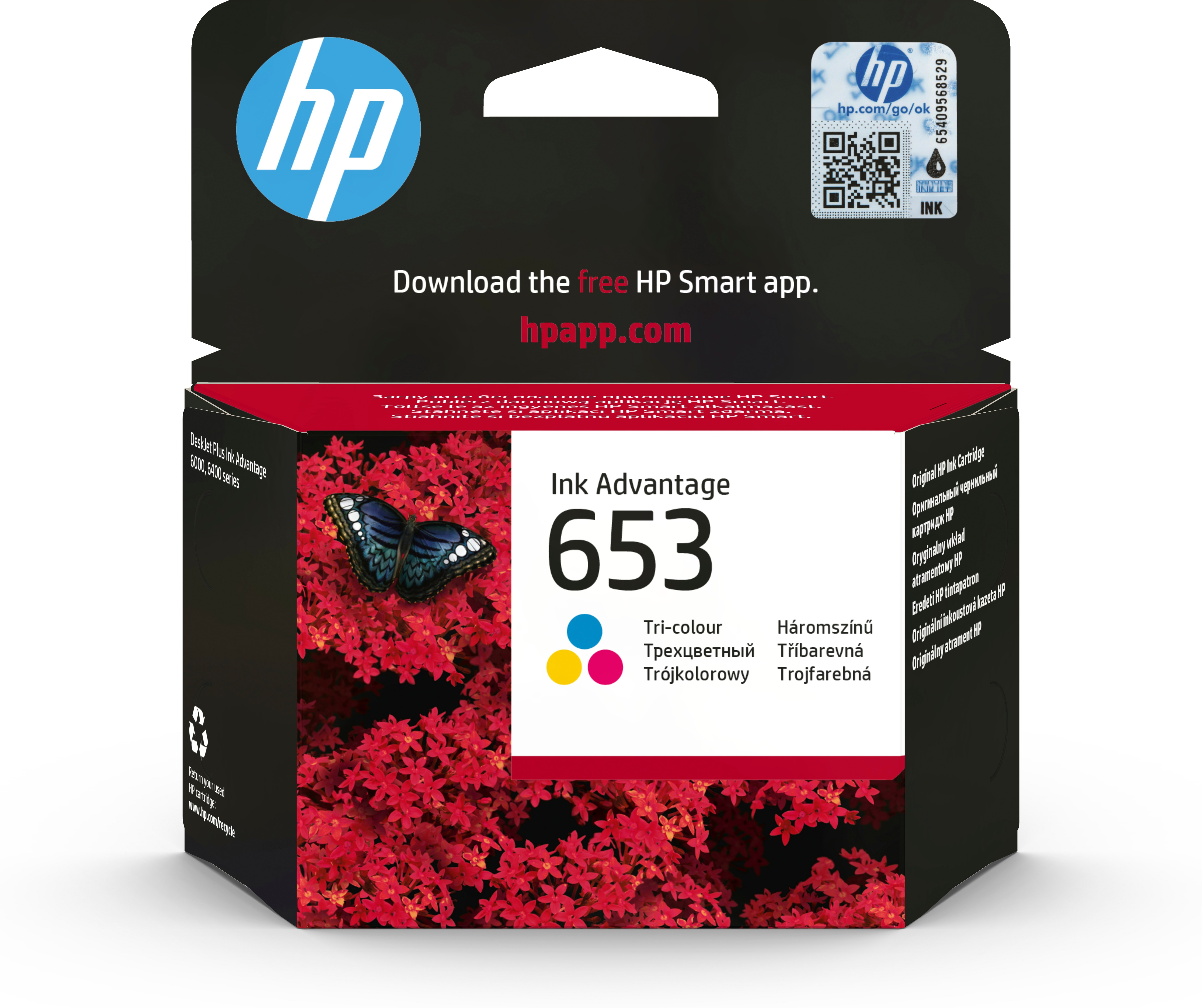 HP 653 originele Advantage drie-kleuren inktcartridge