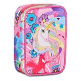 SJ Gang Speed Pad schooltas, roze, Unibraid, mono-pennenhouder met afneembare planken en pennen, potloden, kleuren, rugaccessoires, elementair, medium, meisjes, roze, Taglia, Roze, Modern