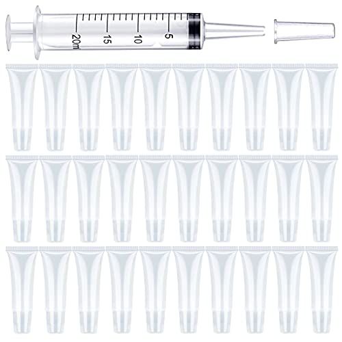 BAQI - Lege Lipgloss Tubes - 30 stuks - 10 ml - Transparant - Met Spuit - Navulbaar