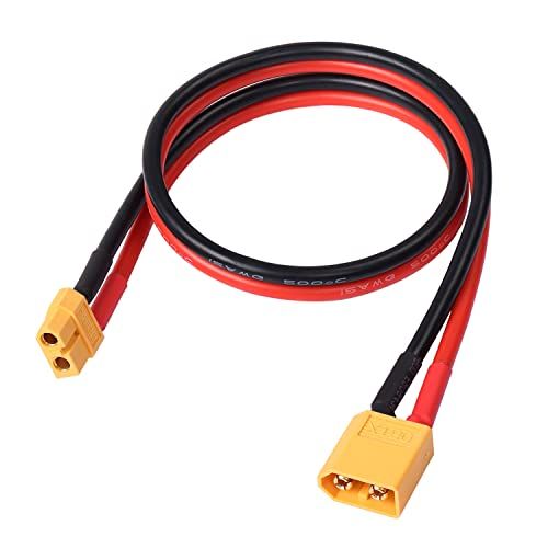 MEIRIYFA XT60 XT-60 verlengkabel, XT60 mannelijk naar XT60 vrouwelijke adapterverlenging met 50cm 12AWG siliconendraad