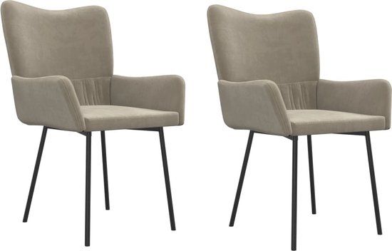 vidaXL Eetkamerstoelen 2 stuks fluweel lichtgrijs