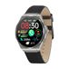 Knauermann PRO 3 (2024) Gezondheid Smartwatch met telefoonfunctie ECG HRV en SOS AMOLED BT Bluetooth display slaapapneu echt lederen band zwart 14-24 rond