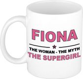 Bellatio Decorations naam cadeau mok - Fiona - Woman Myth Supergirl - koffiemok - 300 ml - collega - moederdag