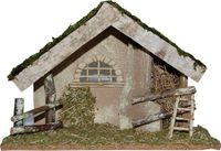Euromarchi crèche vide - brun - bois/mousse/paille - 42 x 19 x 30 cm - décoration de Noël - décoration de Noël