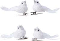 Decoris Kaemingk B.V. Deco koppel duiven Deco vogels met clip wit L5cm 4 st