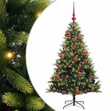 vidaXL Kunstkerstboom met scharnier 150 leds groen 150 cm PVC en PE